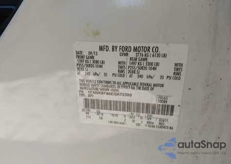 2014 Ford Explorer Limited из США, поврежденный, VIN 1FM5K8F88EGA72389